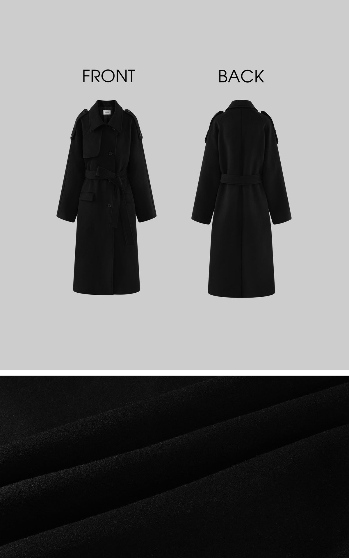 0122stepll Oversized Military Belted Long Wool Trench Coat