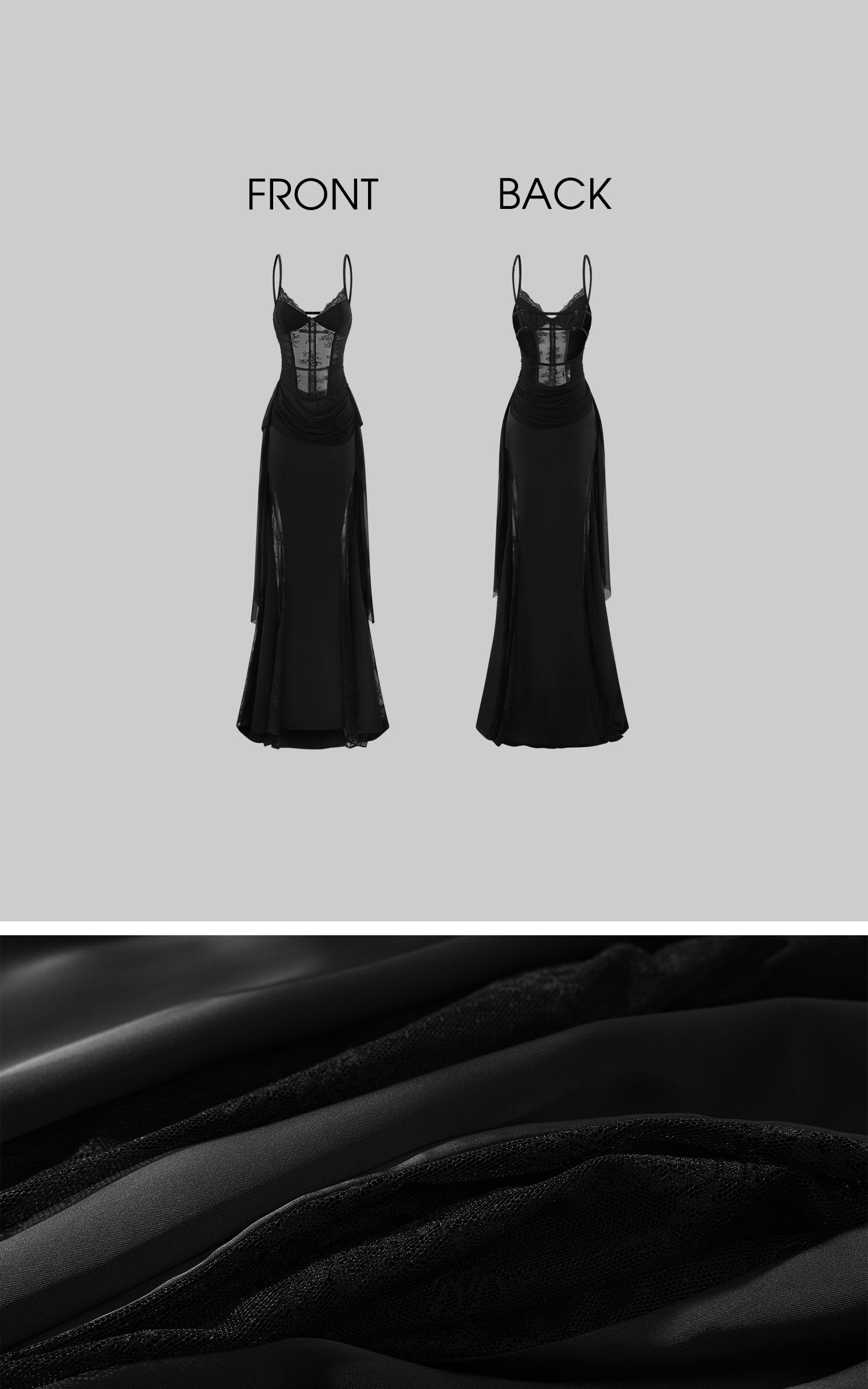 Rase le sol Sheer Lace Paneled Slip Maxi Dress