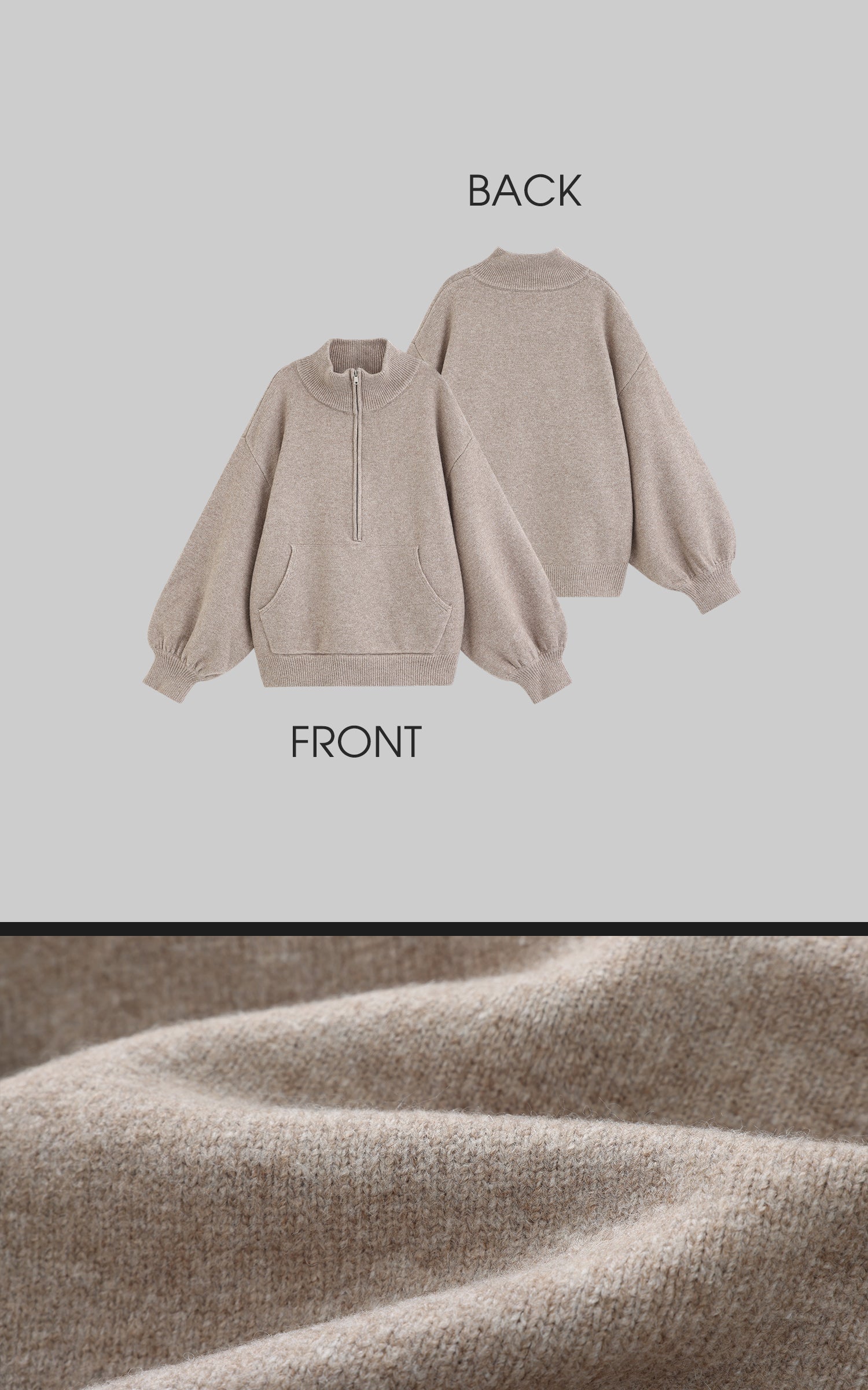 WARDEN EDGE High Neck Oversized Half-Zip Sweater