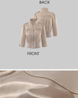 Hydrae Satin Gathered Cropped Zip Jacket