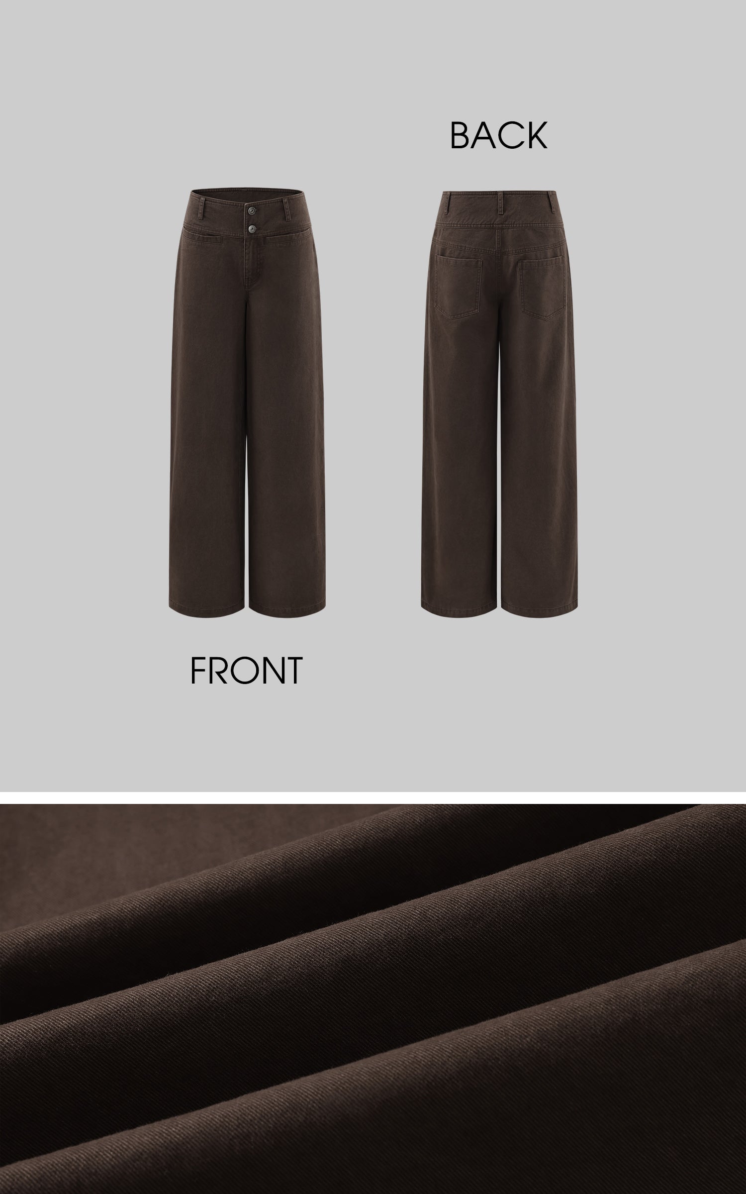 ROVENTE Wide Leg High Waist Pants – Relaxed Silhouette with Double Button Detail