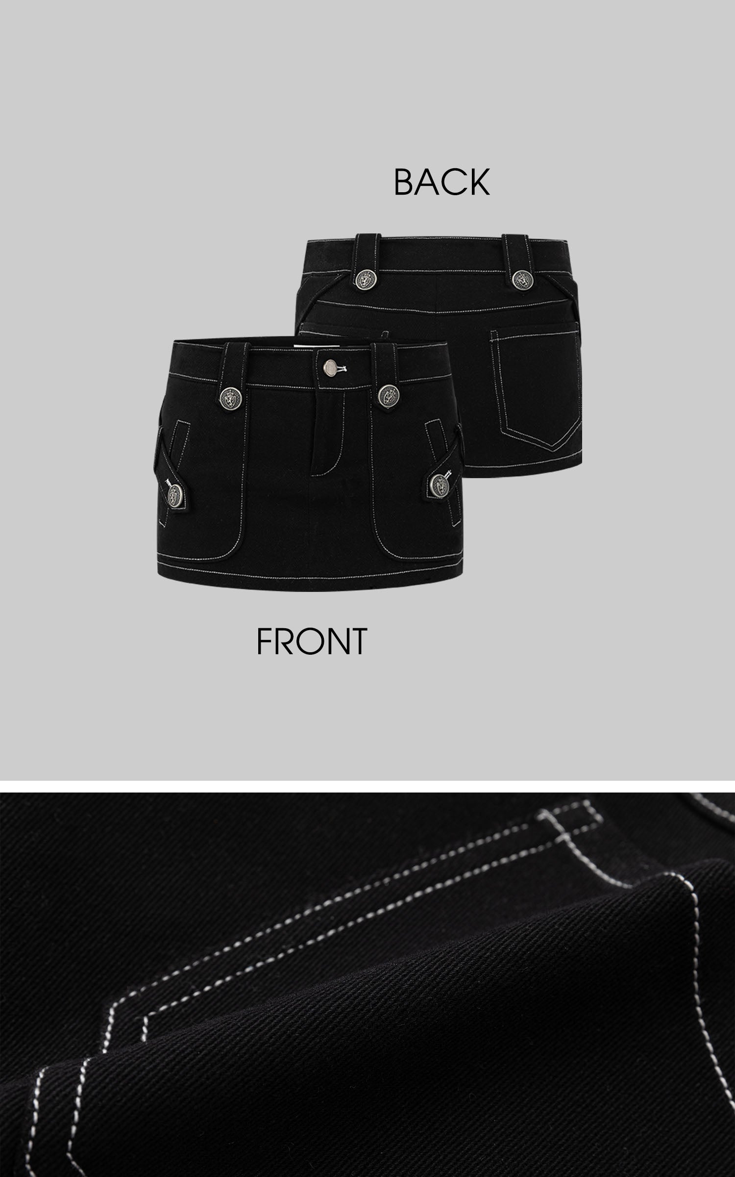 IAMXIAA Metal Crest Low-Rise Fitted Mini Skirt