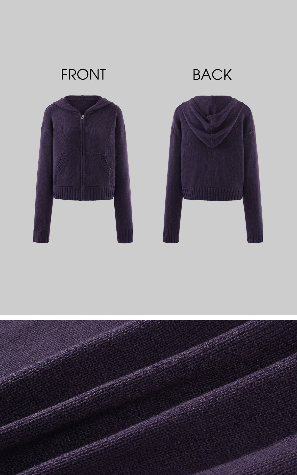 ROVENTE Knit Zip-Up Hoodie &amp; Drawstring Wide-Leg Pants Set