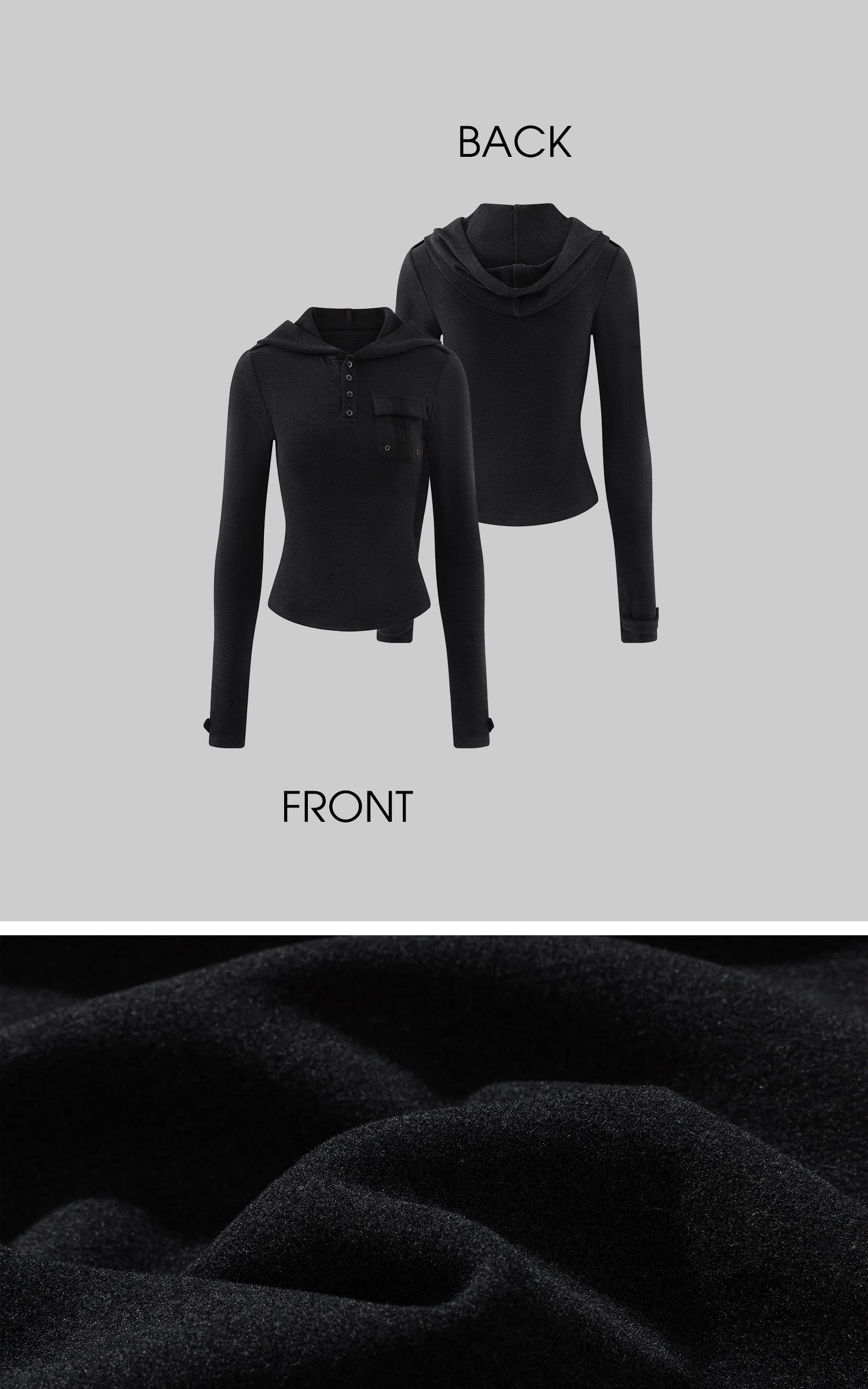 WARDEN EDGE Slim Fit Hooded Long Sleeve Top with Pocket and Metal Eyelet Detail