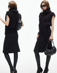 IAMXIAA Wool-Like High Waist Fishtail Midi Skirt with Raw Edge Hem