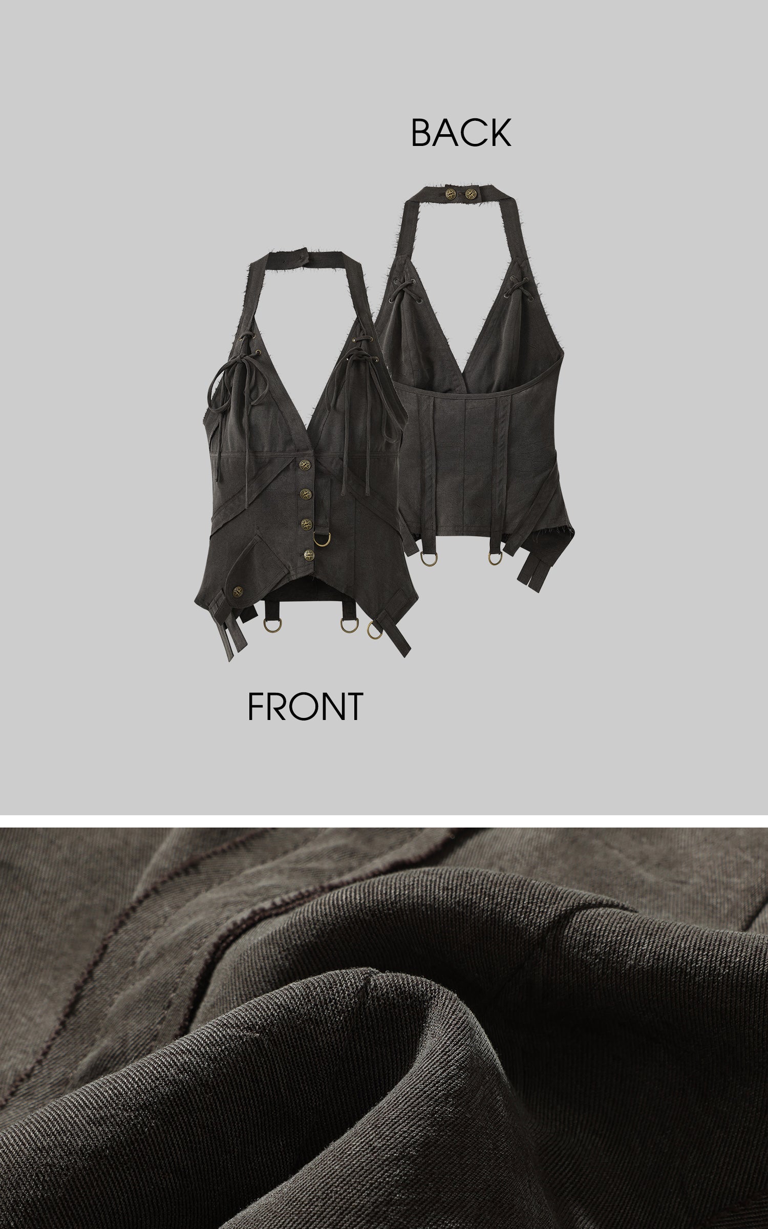 Low pixel Distressed Lace-Up Deep V Fitted Vest