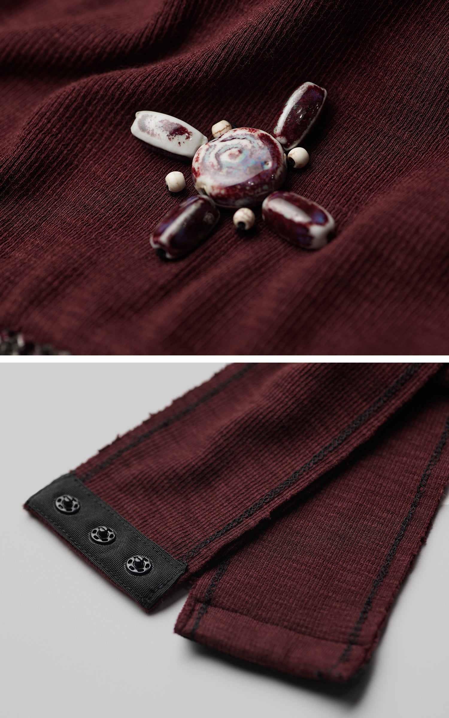 DOINDULGE Asymmetric Cutout Bodysuit with Ceramic Cross Embellishment