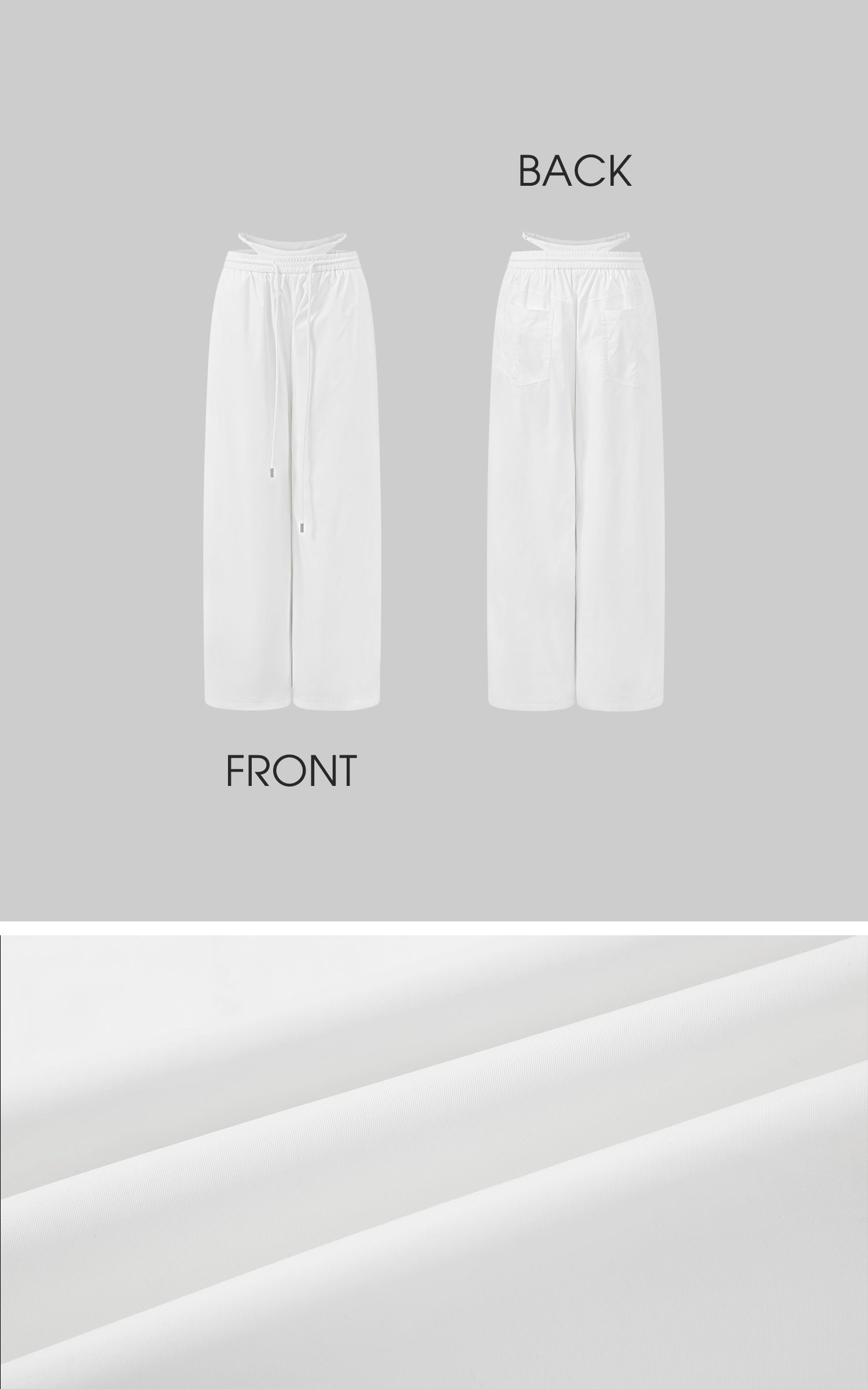 Rase le sol Deconstructed Double-Waistband White Cargo Trousers - PINKPARKS