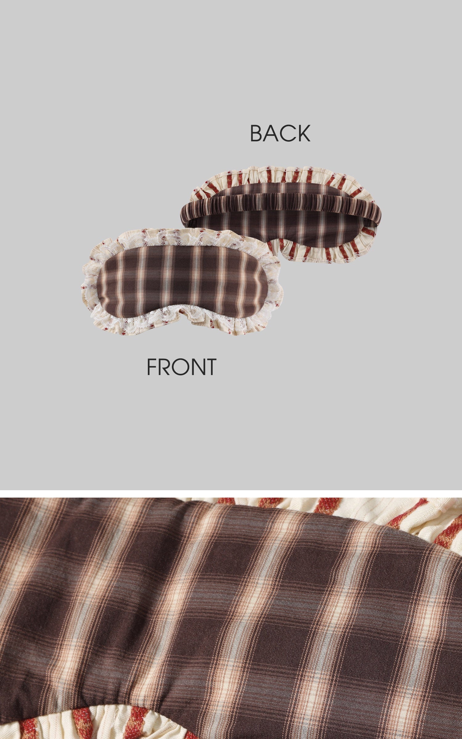 Rase le sol Plaid Lace Trim Pajama Set with Eye Mask