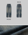 IAMXIAA Vintage Wash Grommet Baggy Jeans