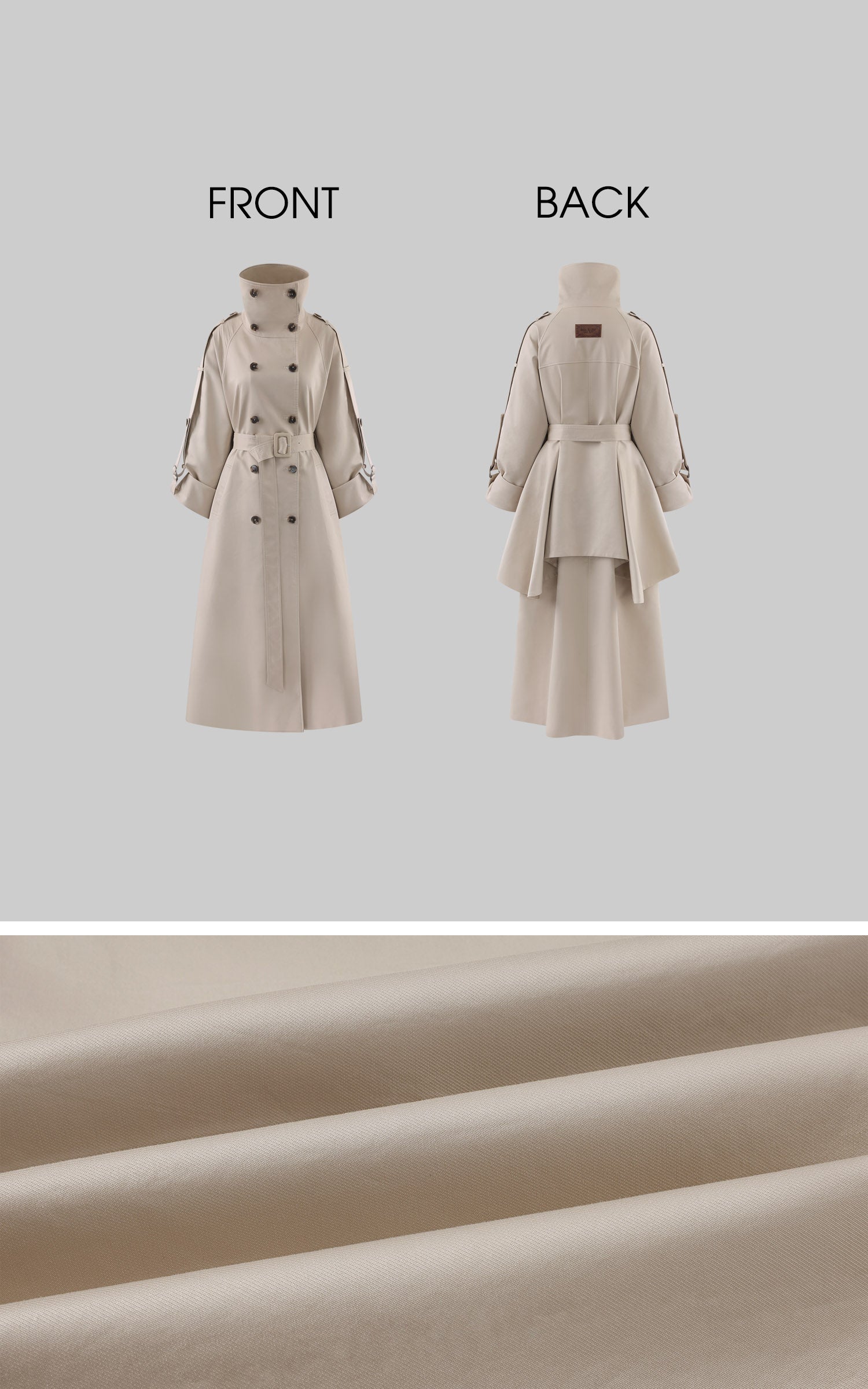 Rase le sol Sculpted High-Collar Layered Trench Coat