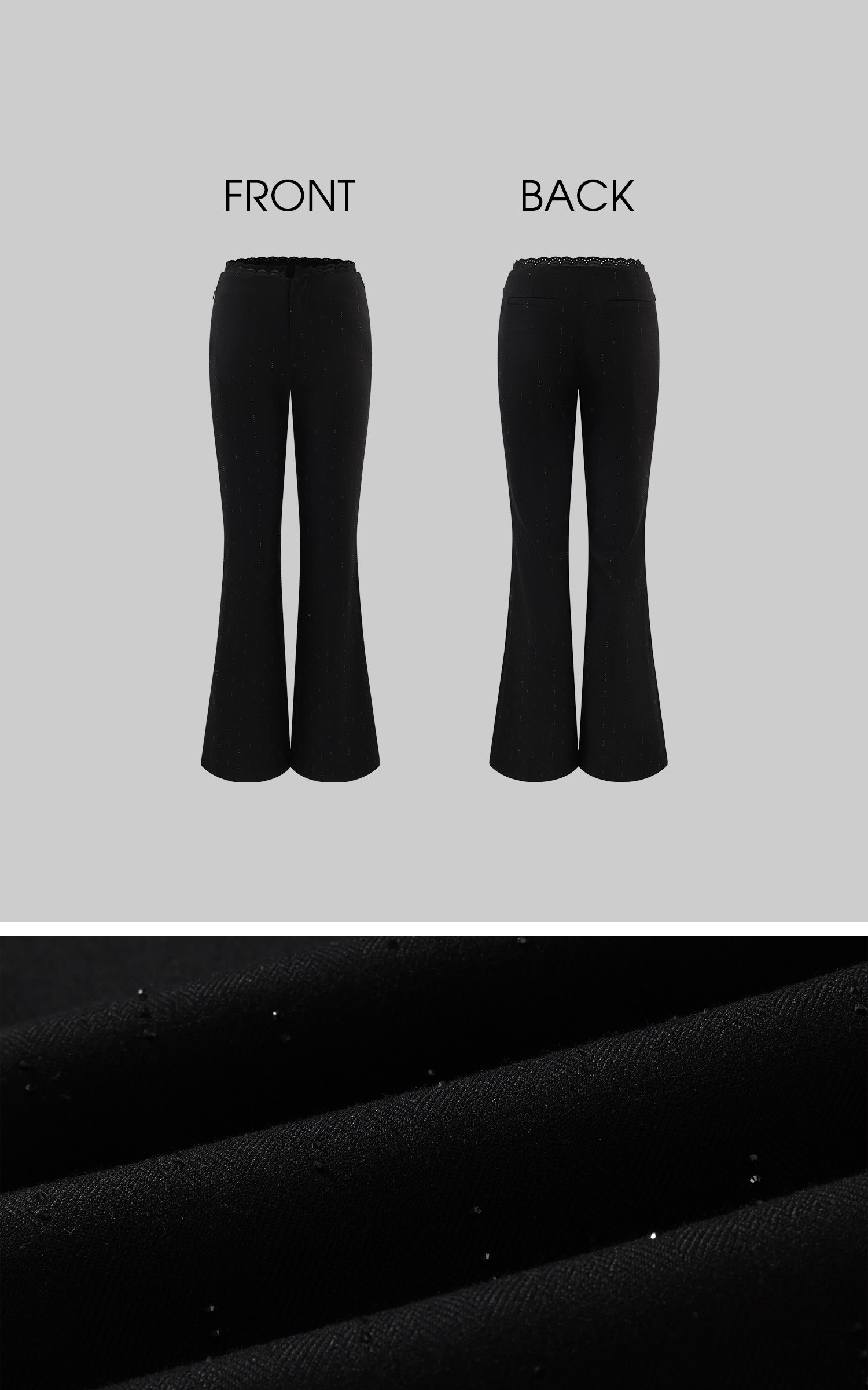 ROVENTE Lace Trim Corset Top and Flared Pants Set
