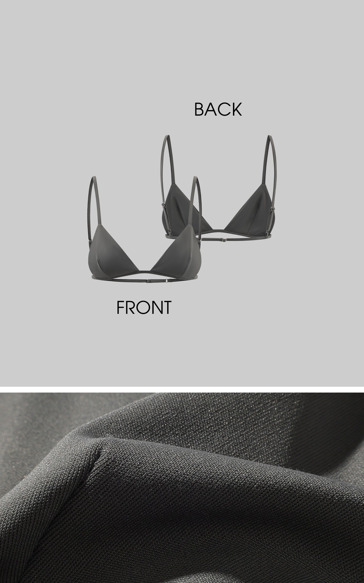 Rase le sol Grey Knit Sheer Long Sleeve Top with Minimalist Bra Layered Set