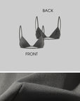 Rase le sol Grey Knit Sheer Long Sleeve Top with Minimalist Bra Layered Set