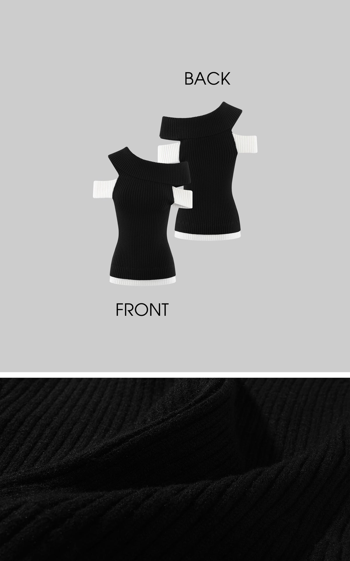 0122stepll Contrast Deconstructed Off-Shoulder Knit Top
