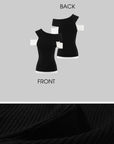 0122stepll Contrast Deconstructed Off-Shoulder Knit Top