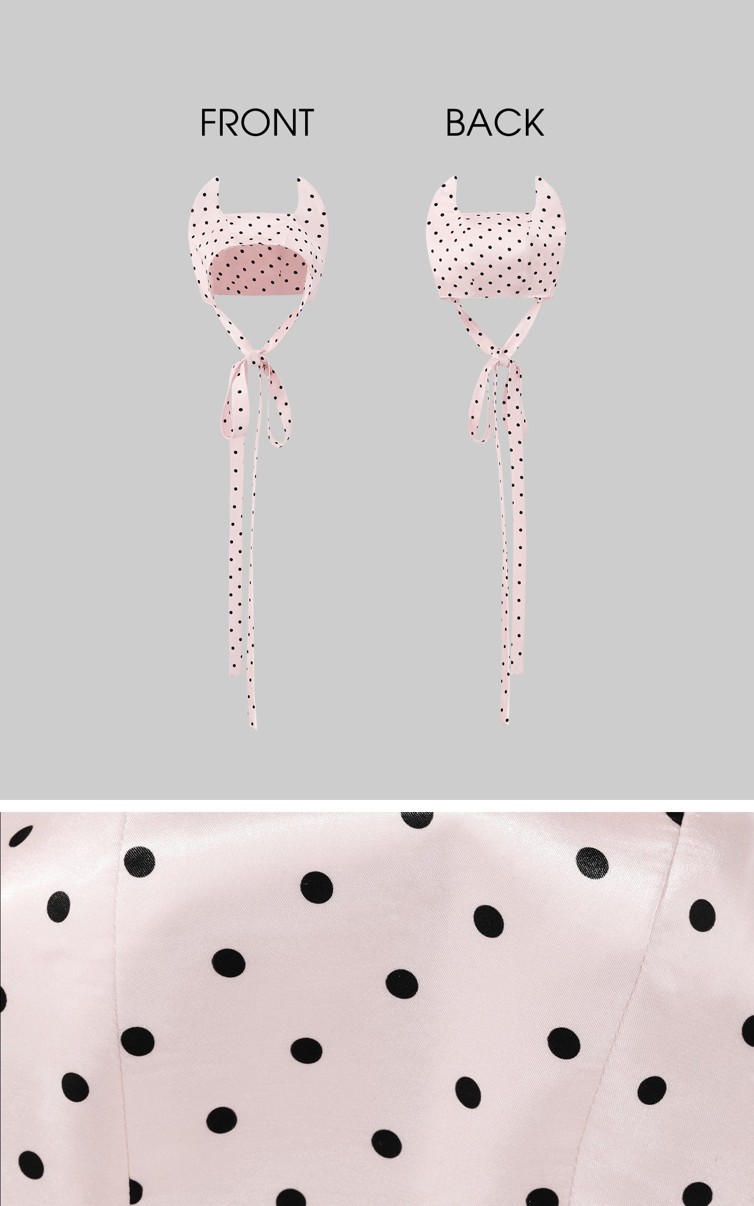 Rase le sol Polka-Dot Satin Little Devil Tie Bonnet - PINKPARKS