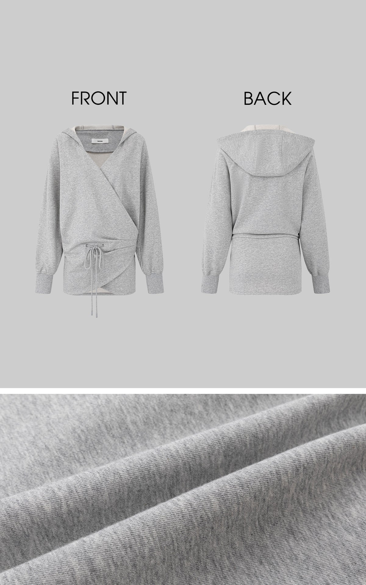 IAMXIAA Wrap Drawstring Hooded Long Sleeve Top