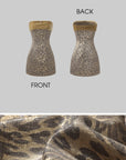Rase le sol Gold Velvet Strapless Mini Dress in Metallic Leopard Jacquard - PINKPARKS