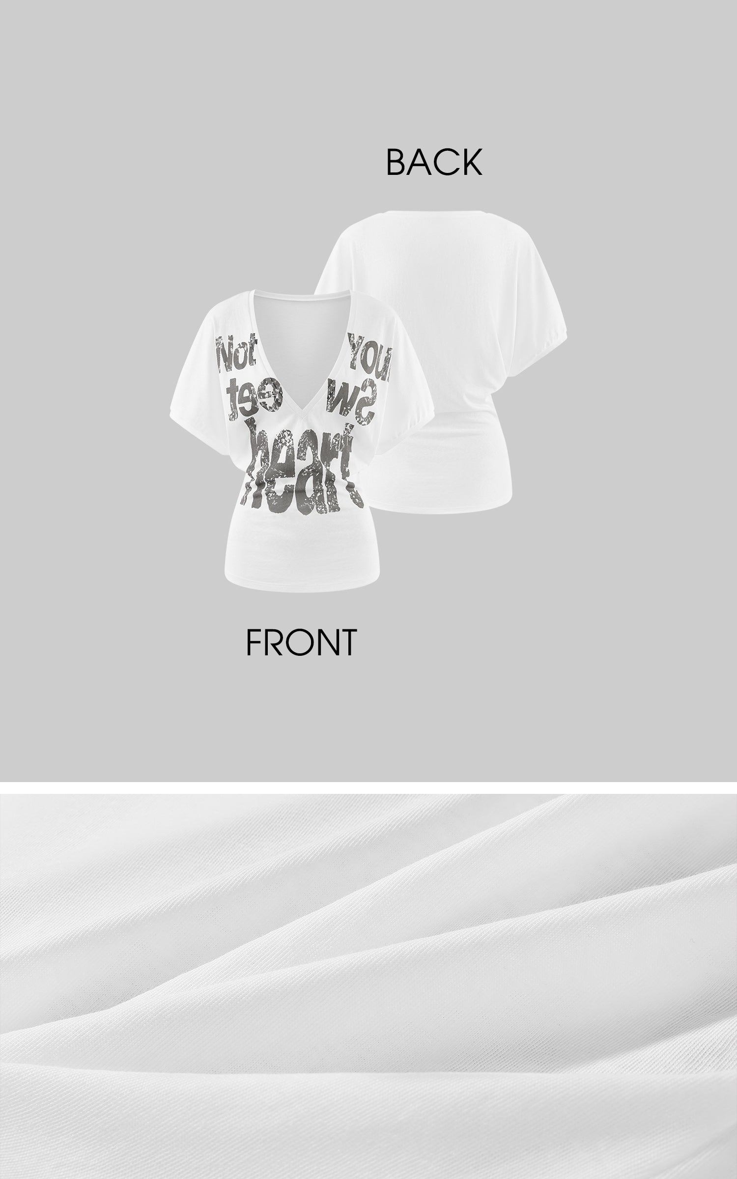 ROVENTE Layered Lace Bralette and Deep V Draped Graphic Tee Two-Piece Set