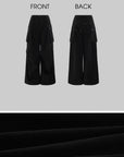 WARDEN EDGE Obsidian Sculpted Utility Oversized Wide-Leg Cargo Pants