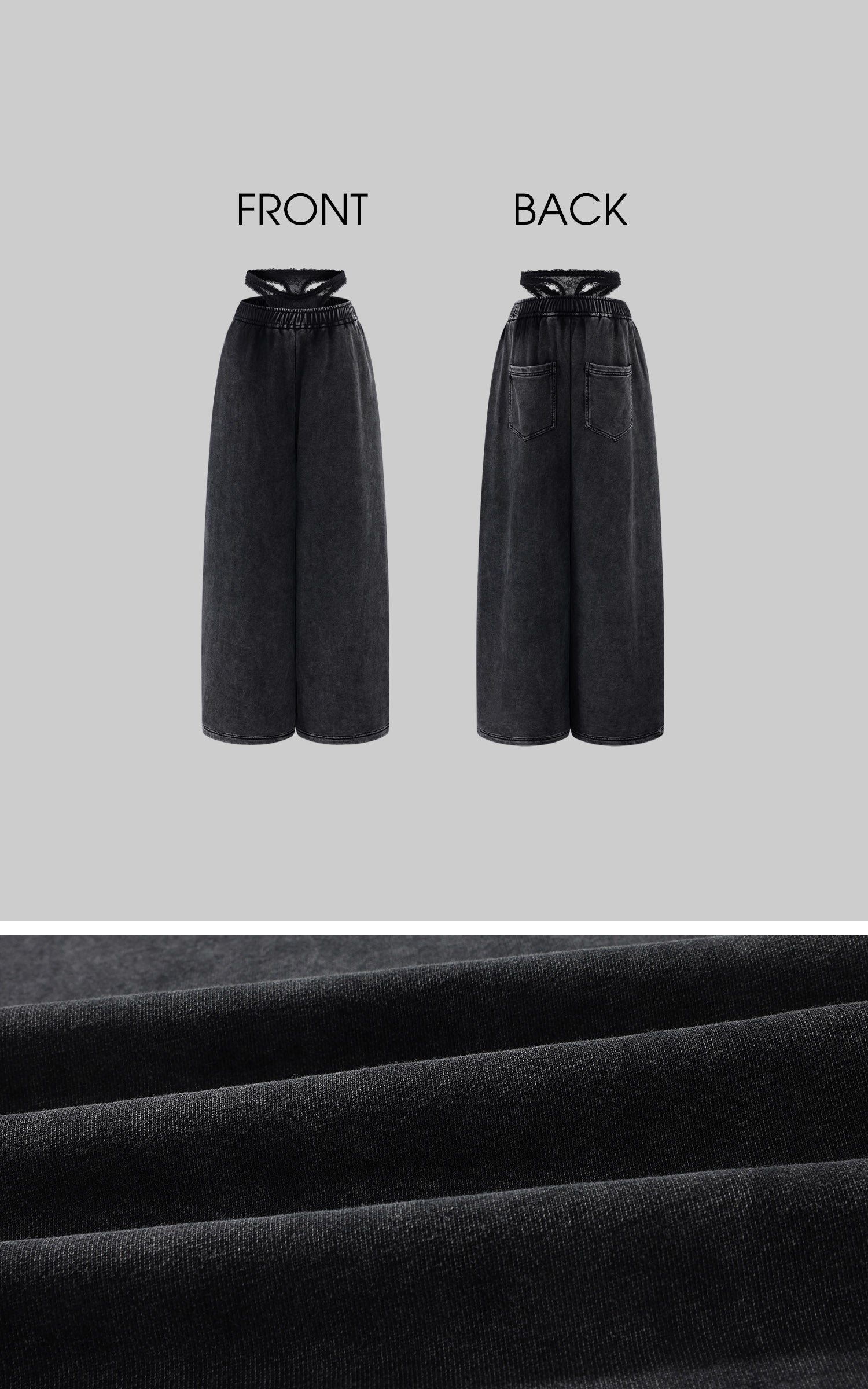 ROVENTE Contrast Lace Low-Rise Wide-Leg Sweat Pants