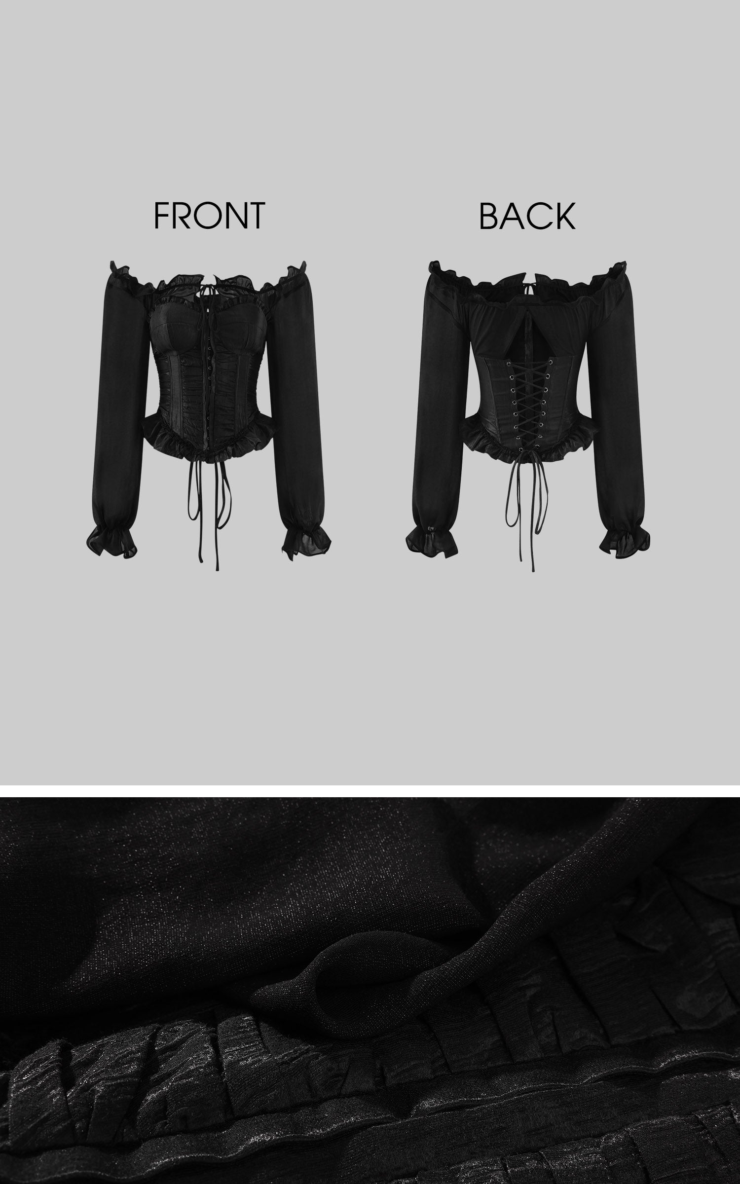 Hydrae Off-Shoulder Ruched Corset Long Sleeve Top