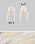 ROVENTE Draped Plunge Corset Long Sleeve Top