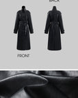 ROVENTE High-Neck Leather Long Coat