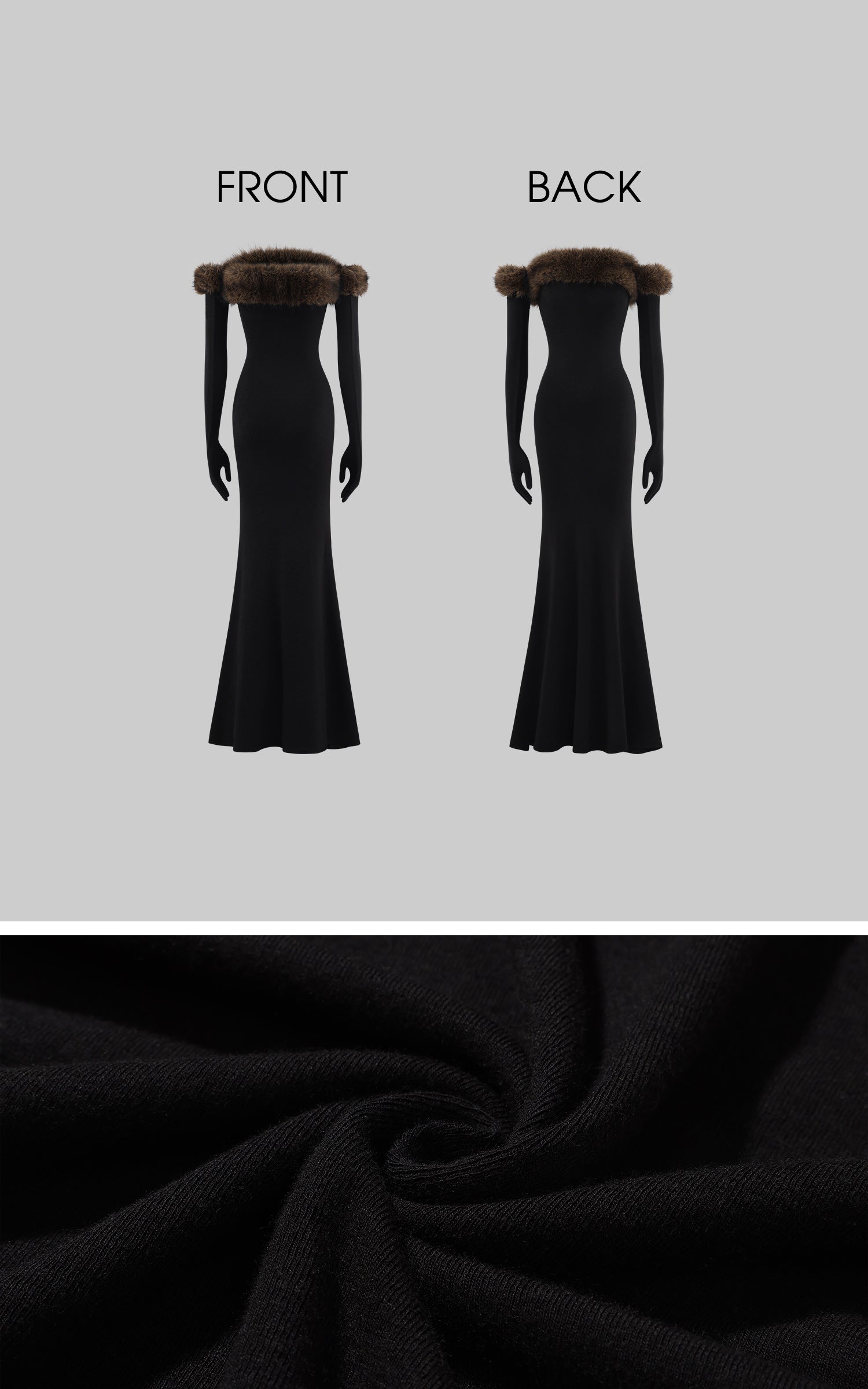 ROVENTE Faux Fur Off-Shoulder Long Dress