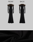 ROVENTE Faux Fur Off-Shoulder Long Dress