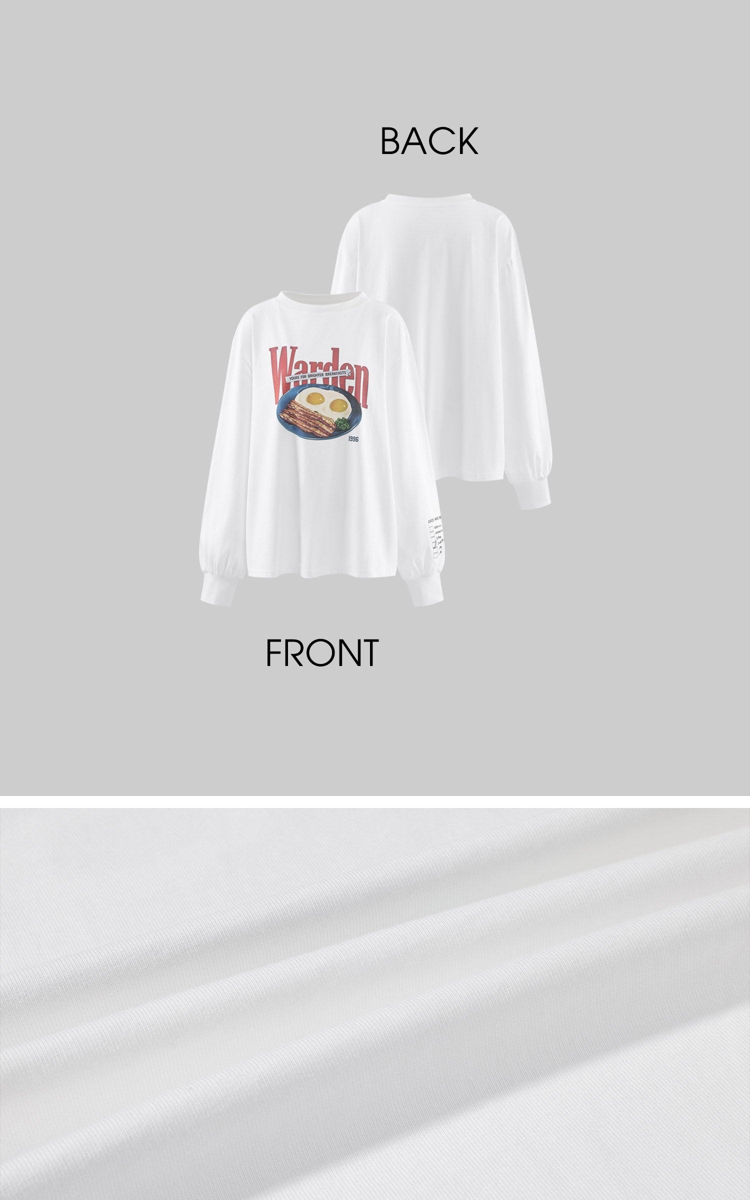 WARDEN EDGE Retro Breakfast Graphic Oversized Long-Sleeve T-Shirt