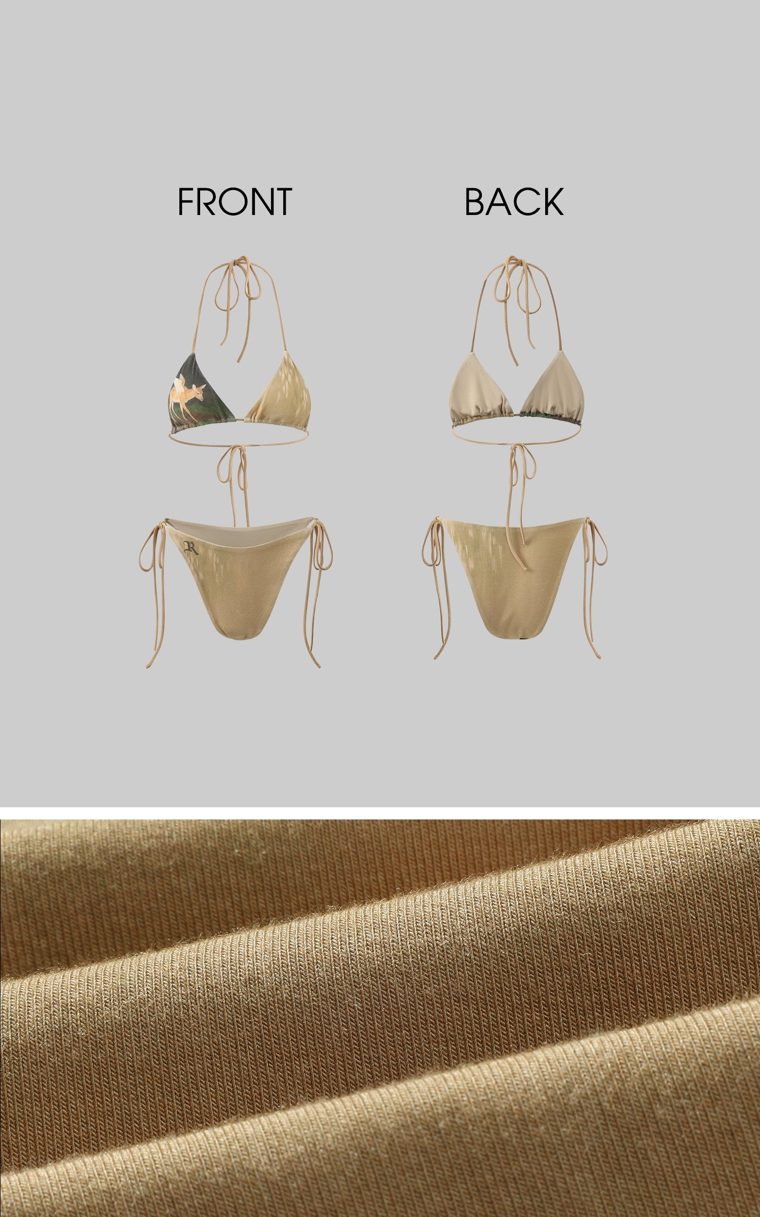 Rase le sol Fawn Mirage Printed Tie Bikini Set - PINKPARKS