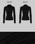 ROVENTE Ribbed Long-Sleeve Polo Top with Extended Button Placket