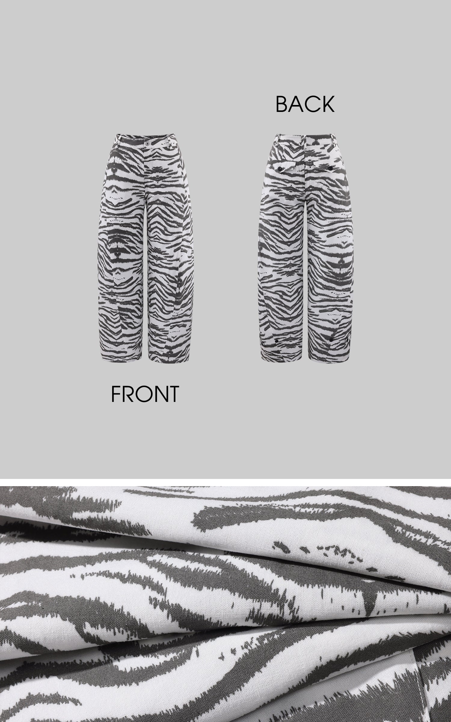 WARDEN EDGE White Zebra-Pattern Wide-Leg Trousers