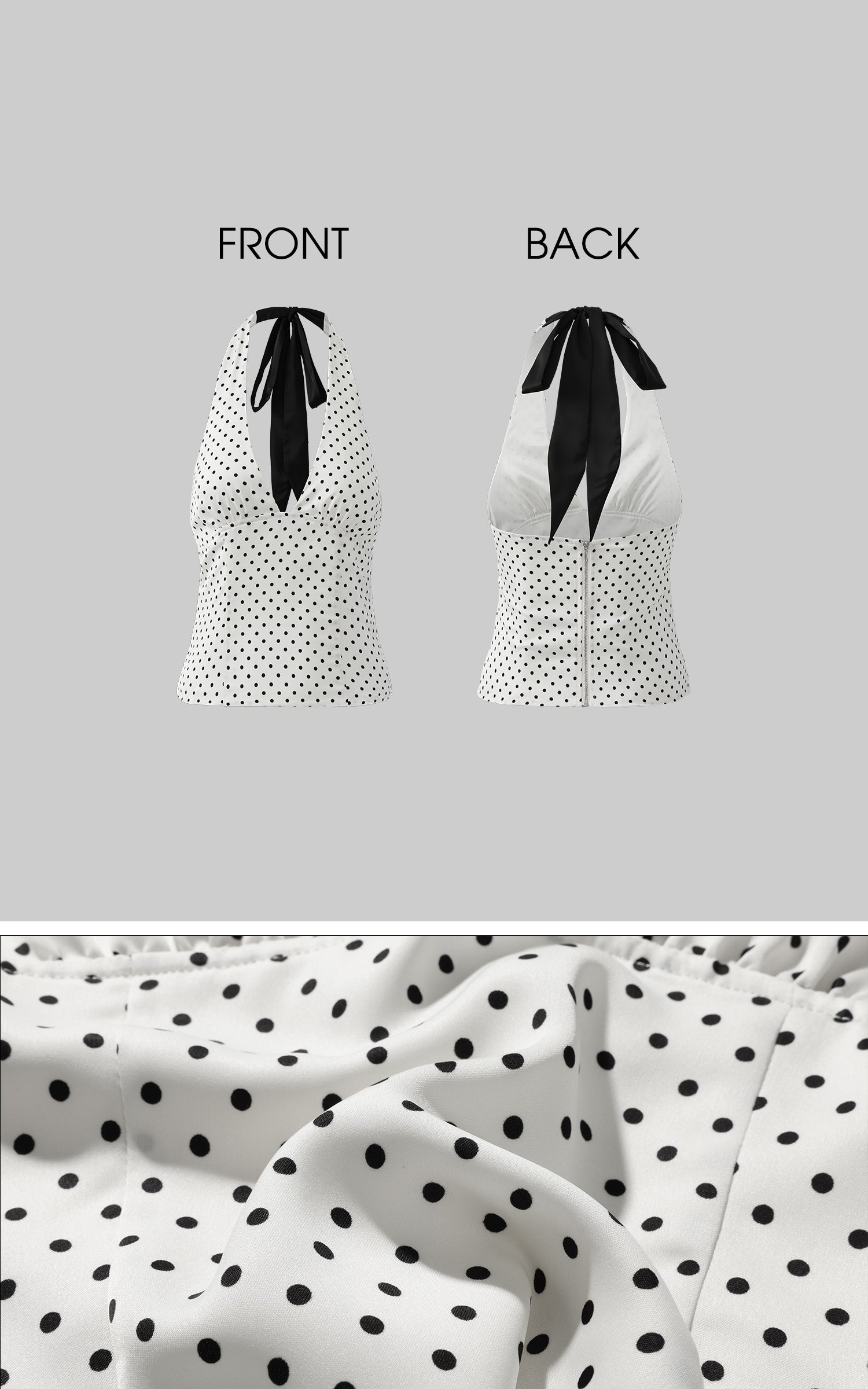 ROVENTE Polka Dot Halter Top &amp; Skirt Set - PINKPARKS