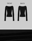 Hydrae Deconstructed Foldover Scoop-Neck Long-Sleeve Top