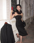 Hydrae Robe midi bustier inspirée du corset avec détails lacés brodés
