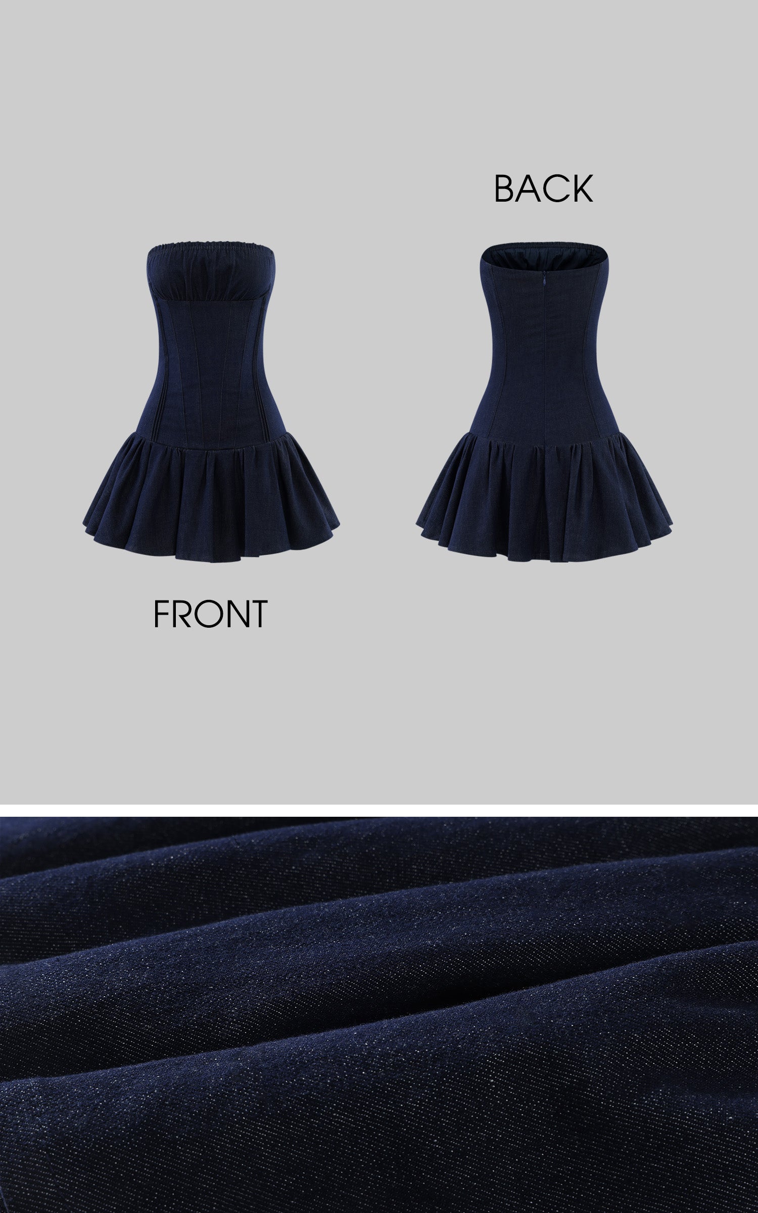 ROVENTE Sculpted Strapless Corset Mini Dress with Flared Hem