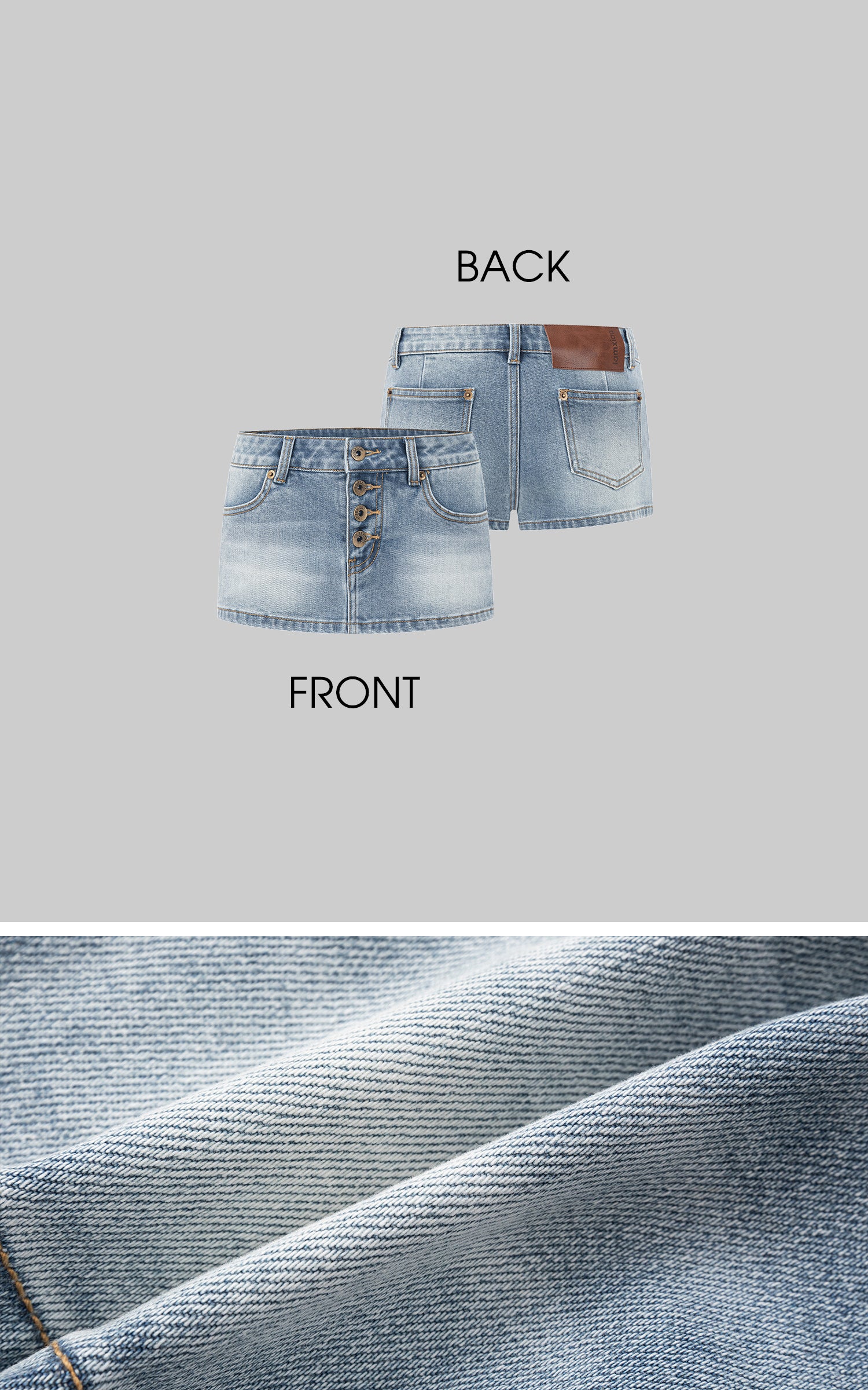 IAMXIAA Low Rise Washed Denim Skort