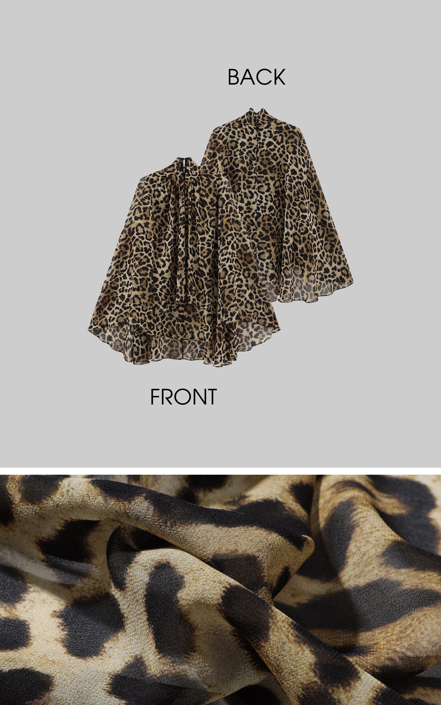 ROVENTE Leopard Chiffon Cape Top