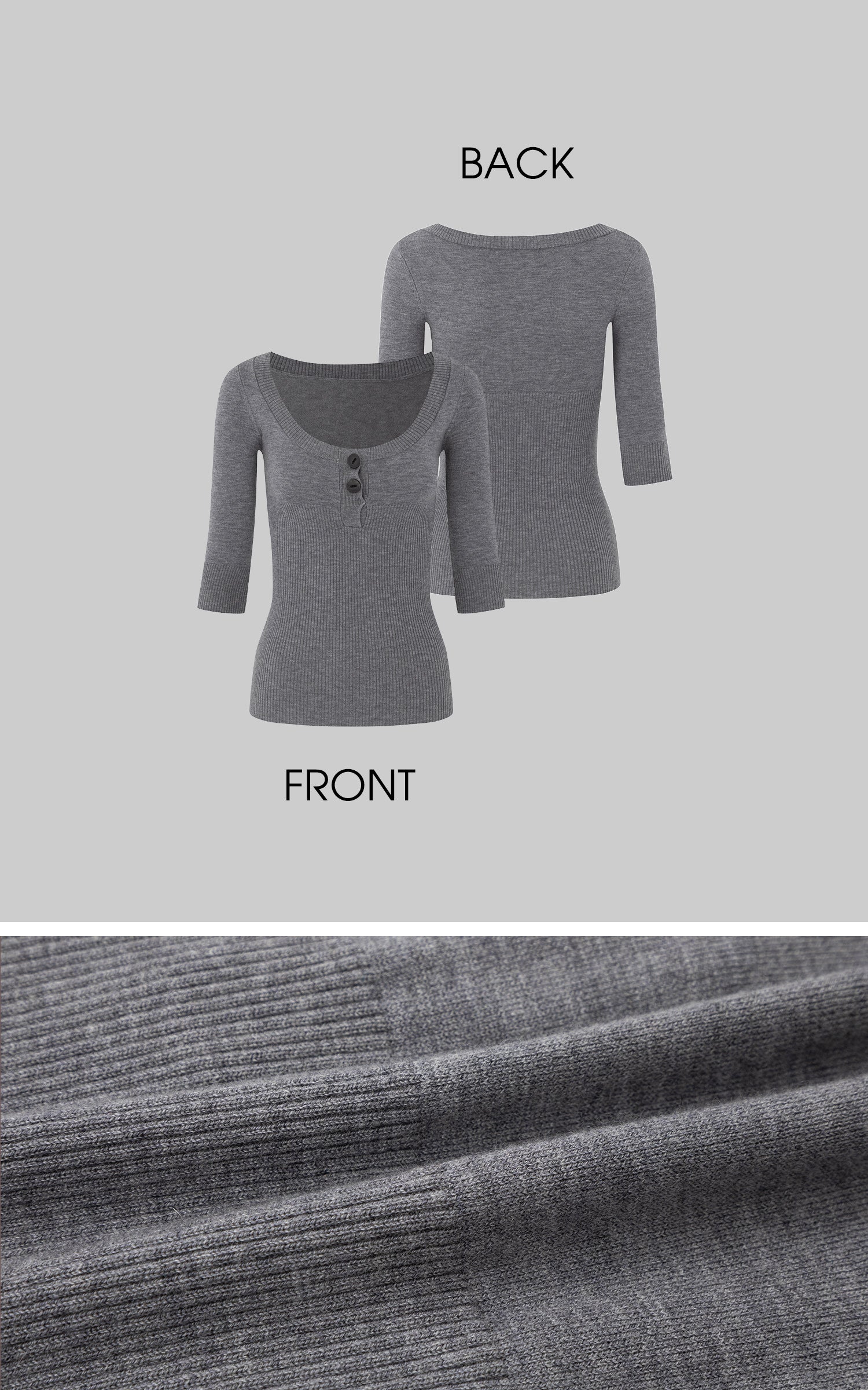 IAMXIAA 버튼 디테일 스쿱넥 니트 탑