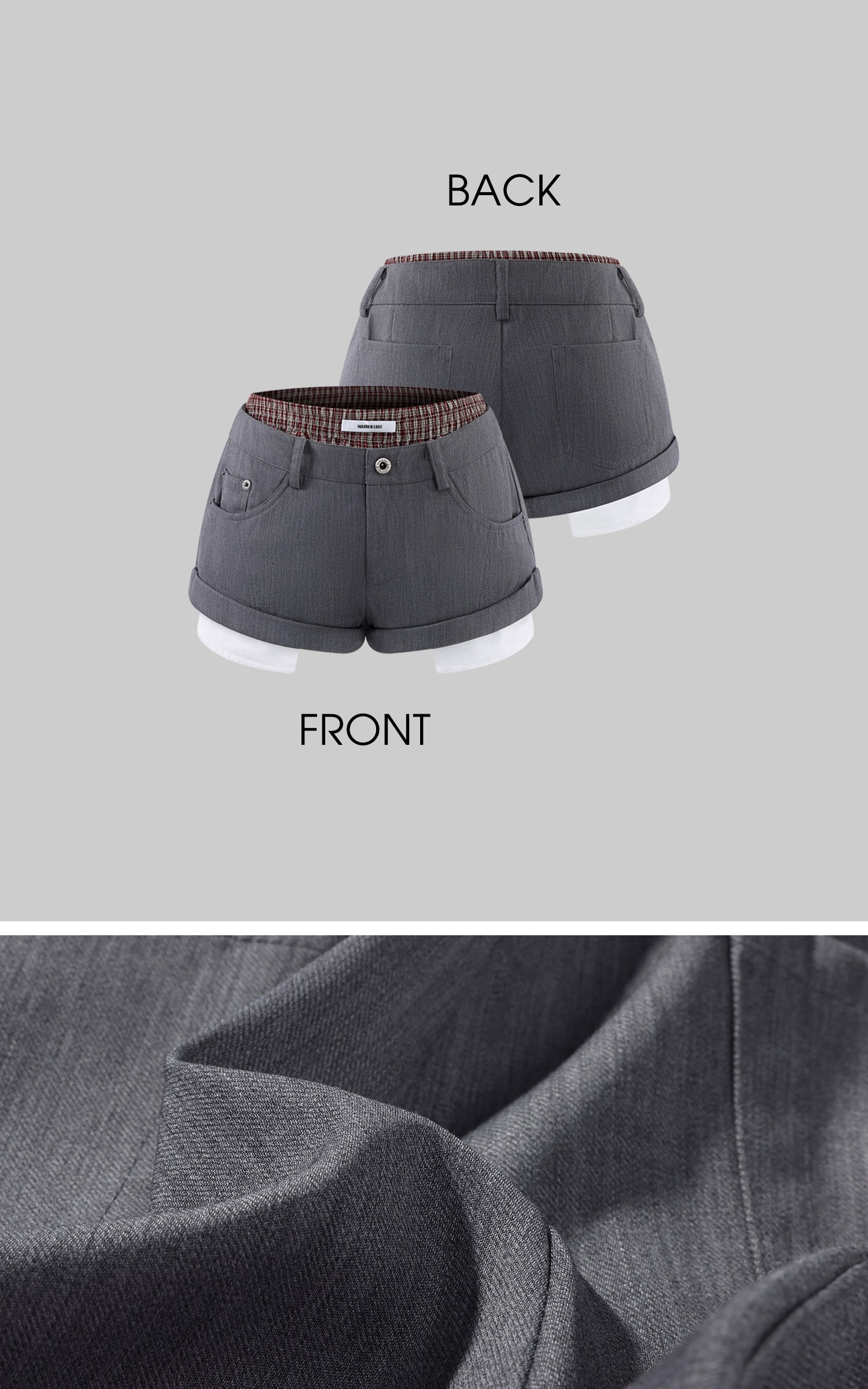 WARDEN EDGE Layered Tailored Shorts With Plaid Detail and Contrast Hem