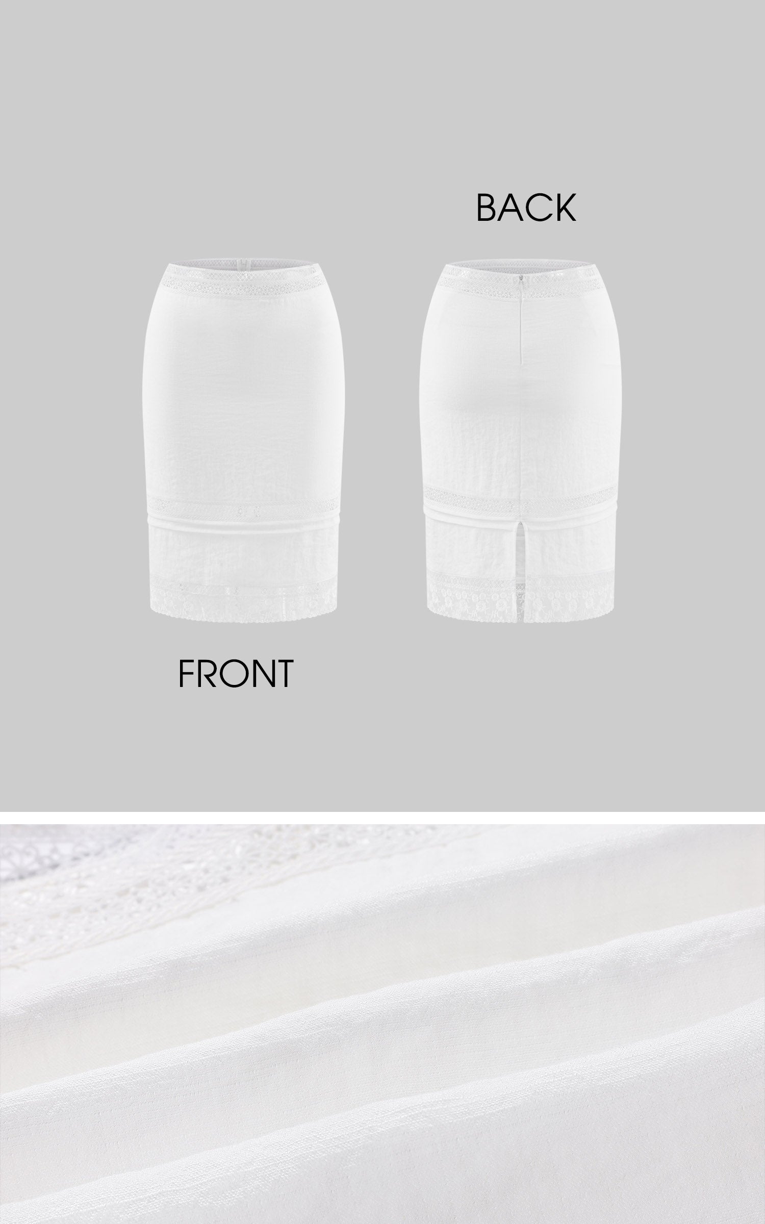 Hydrae Vintage Lace Trim Linen Midi Skirt