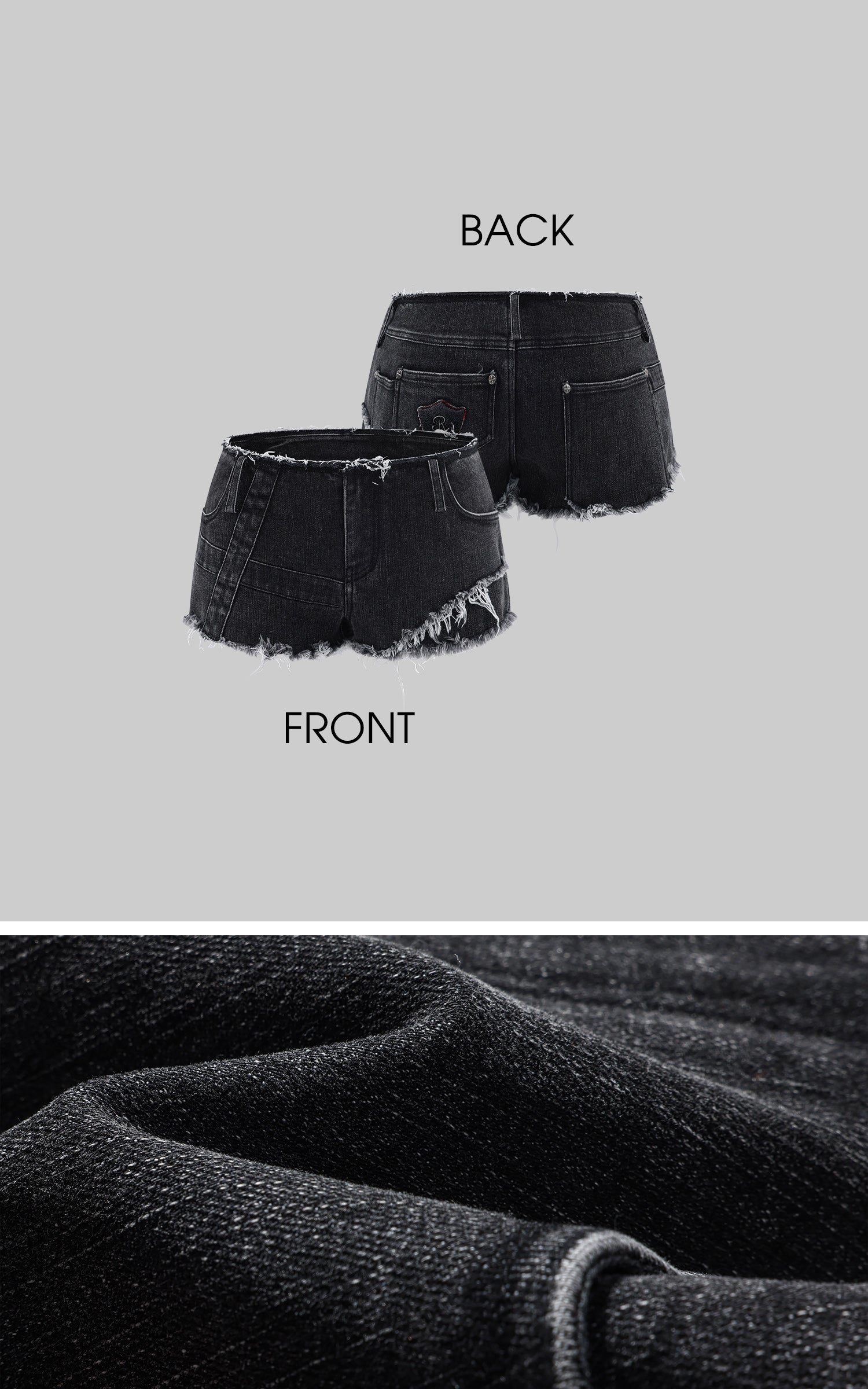 Rase le sol 비대칭 컷과 내추럴 컷팅이 돋보이는 디스트로이드 데님 반바지