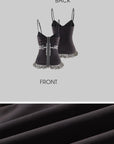 Rase le sol Gothic Cross Panel Camisole Fitted Lace Trim Structured Layering Top