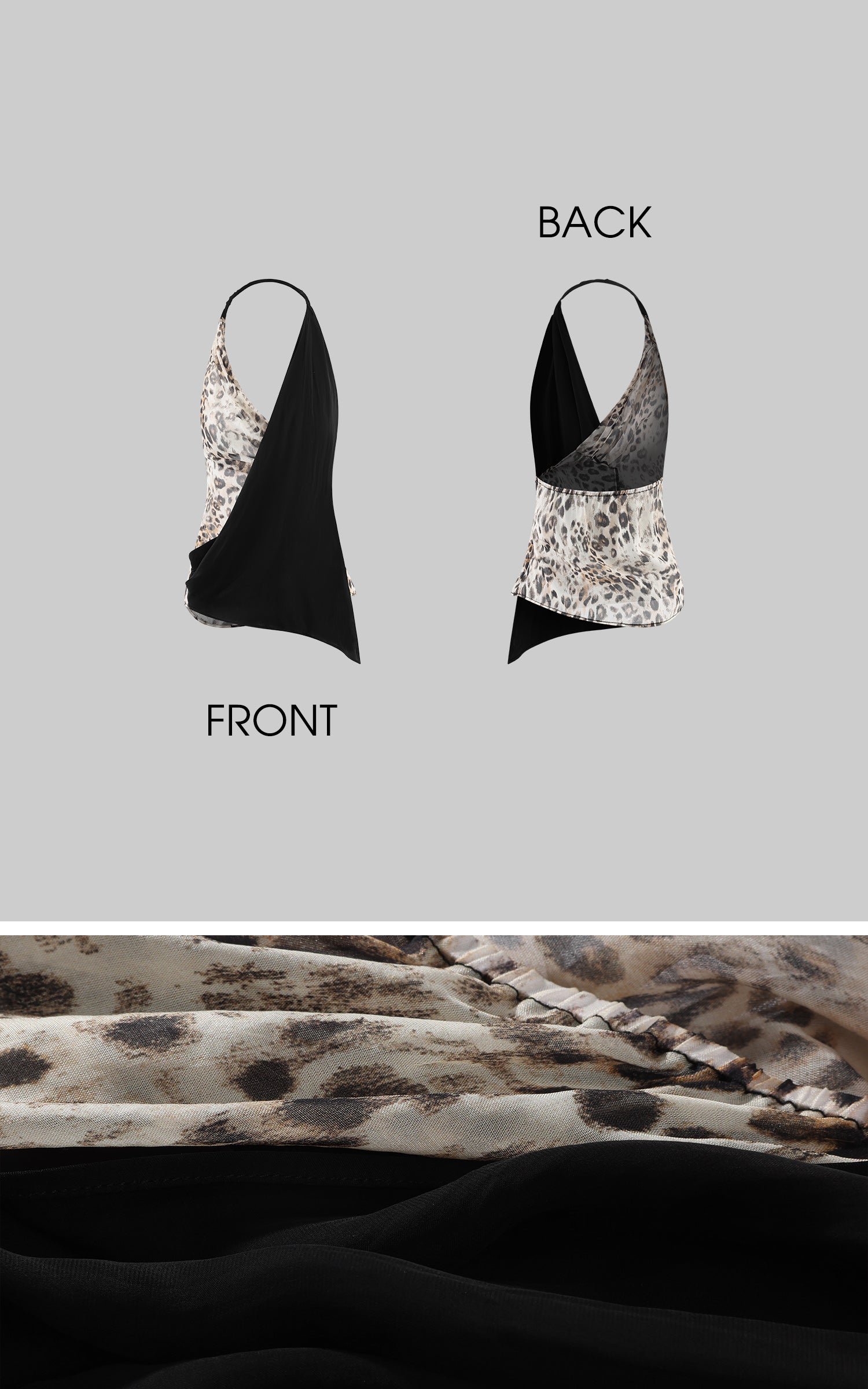 0122stepll Leopard Contrast Draped Halter Top
