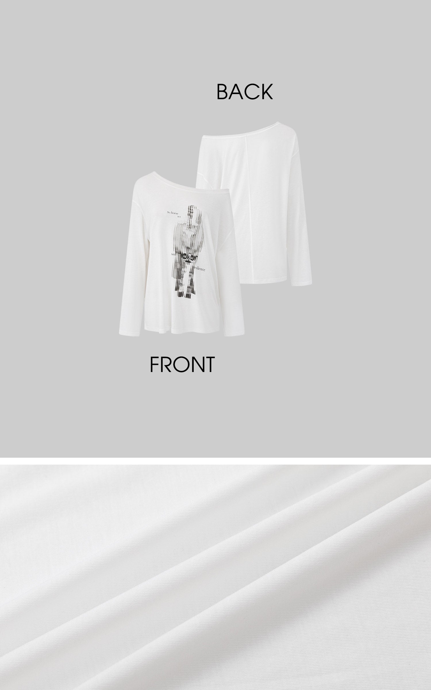 0122stepll Distorted Graphic Off-Shoulder Oversized Long Sleeve Top