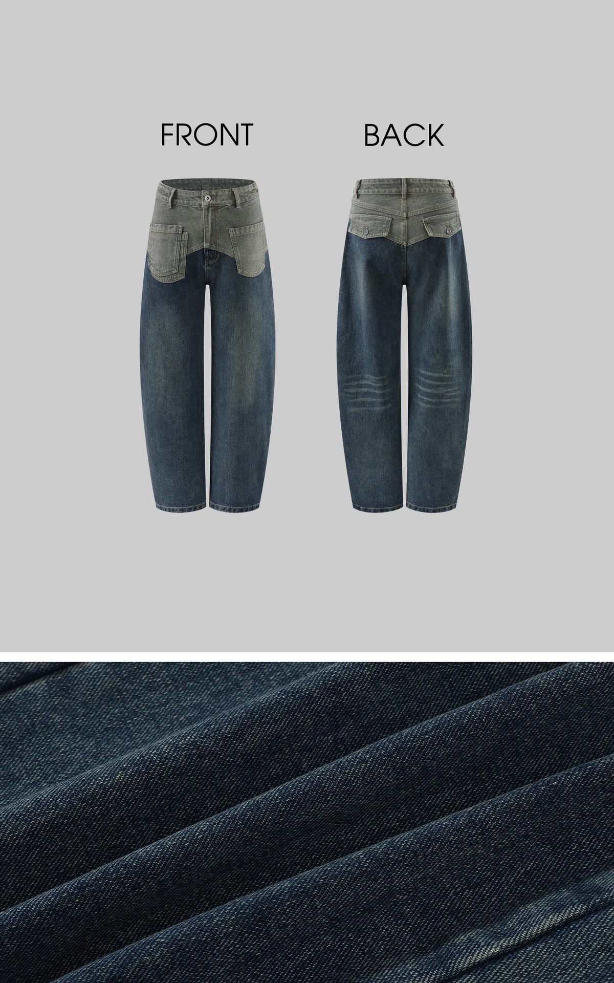 WARDEN EDGE Two-Tone Layered Baggy Denim Pants