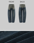 WARDEN EDGE Two-Tone Layered Baggy Denim Pants